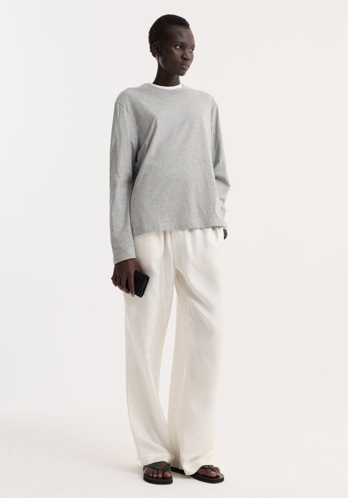 Slub melange cotton long sleeve | light grey melange