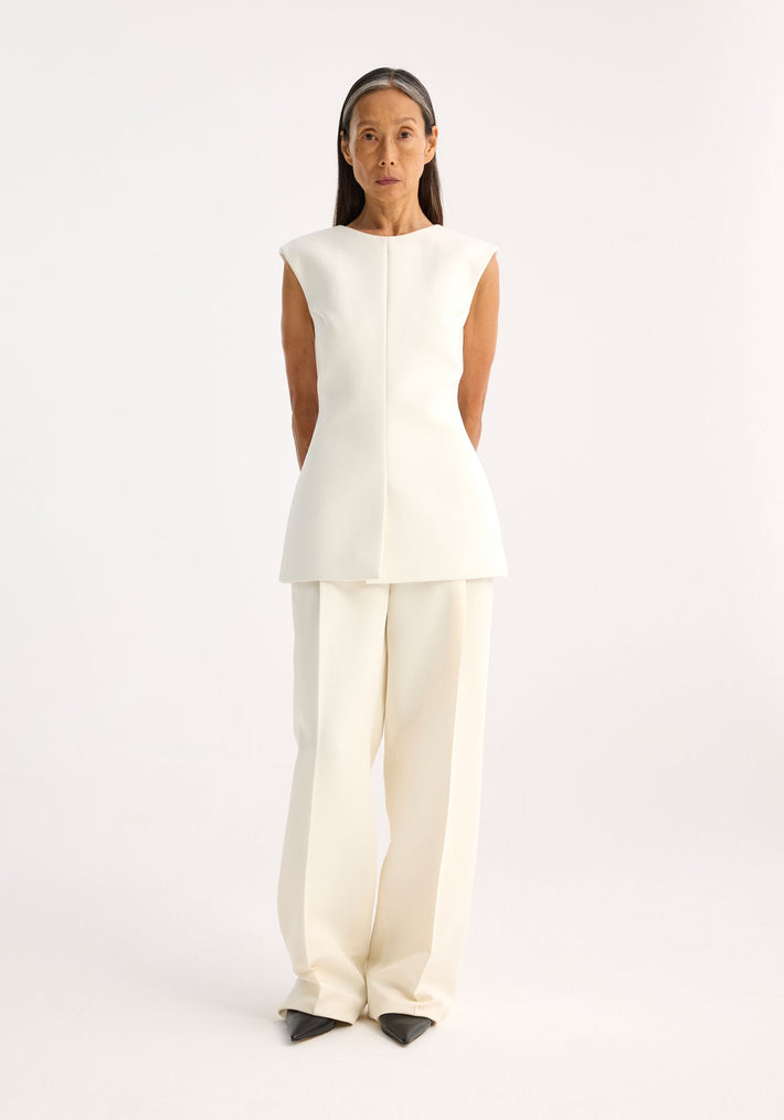 Curved open back top | cream