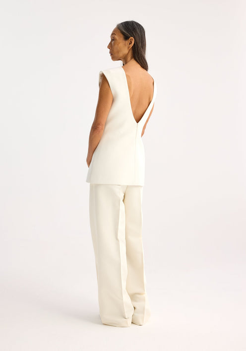 Curved open back top | cream