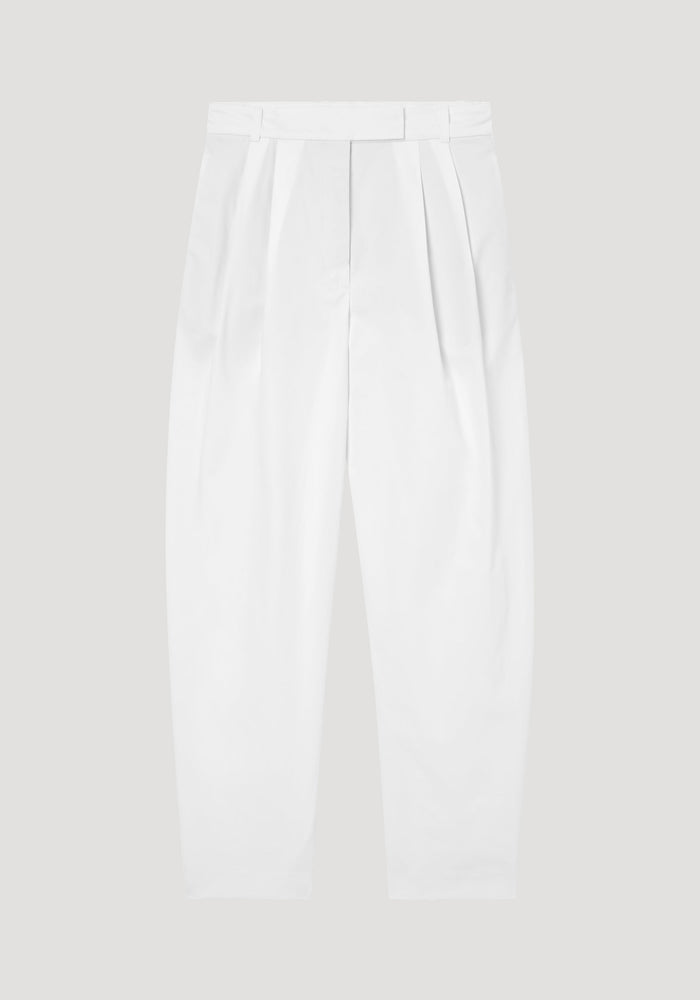 Rounded leg cotton trousers | optic white