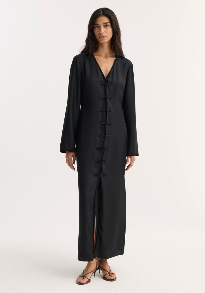 Pankou closure silk dress | black