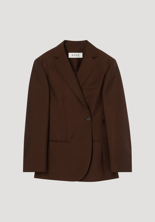 Dual tone piqué overlap suit jacket by RÓHE, featuring a single-breasted design, notch lapels, and a tailored fit with a clean overlap front.