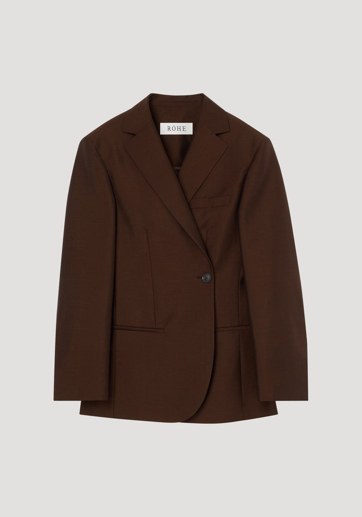 Dual tone piqué overlap suit jacket by RÓHE, featuring a single-breasted design, notch lapels, and a tailored fit with a clean overlap front.