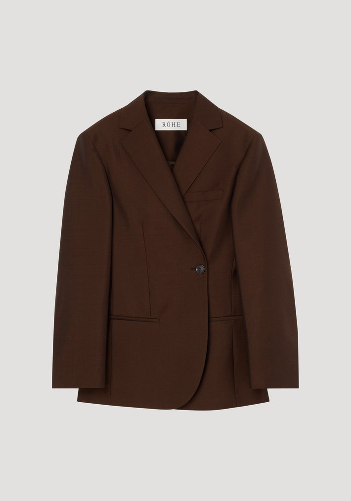 Dual tone piqué overlap suit jacket by RÓHE, featuring a single-breasted design, notch lapels, and a tailored fit with a clean overlap front.