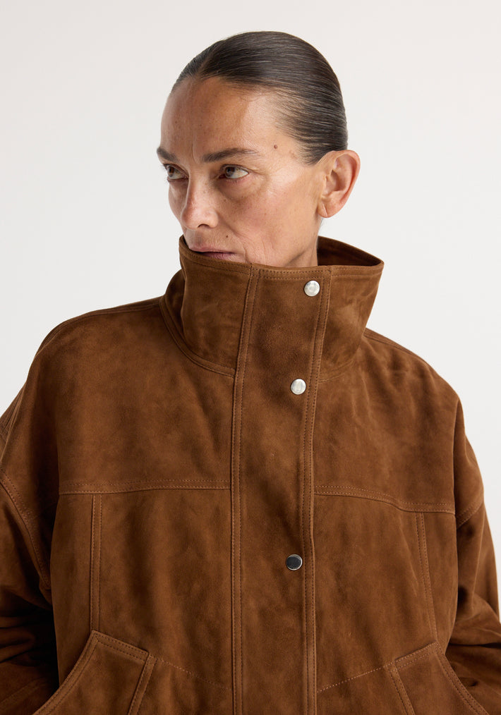 Reinvented suede jacket | cognac