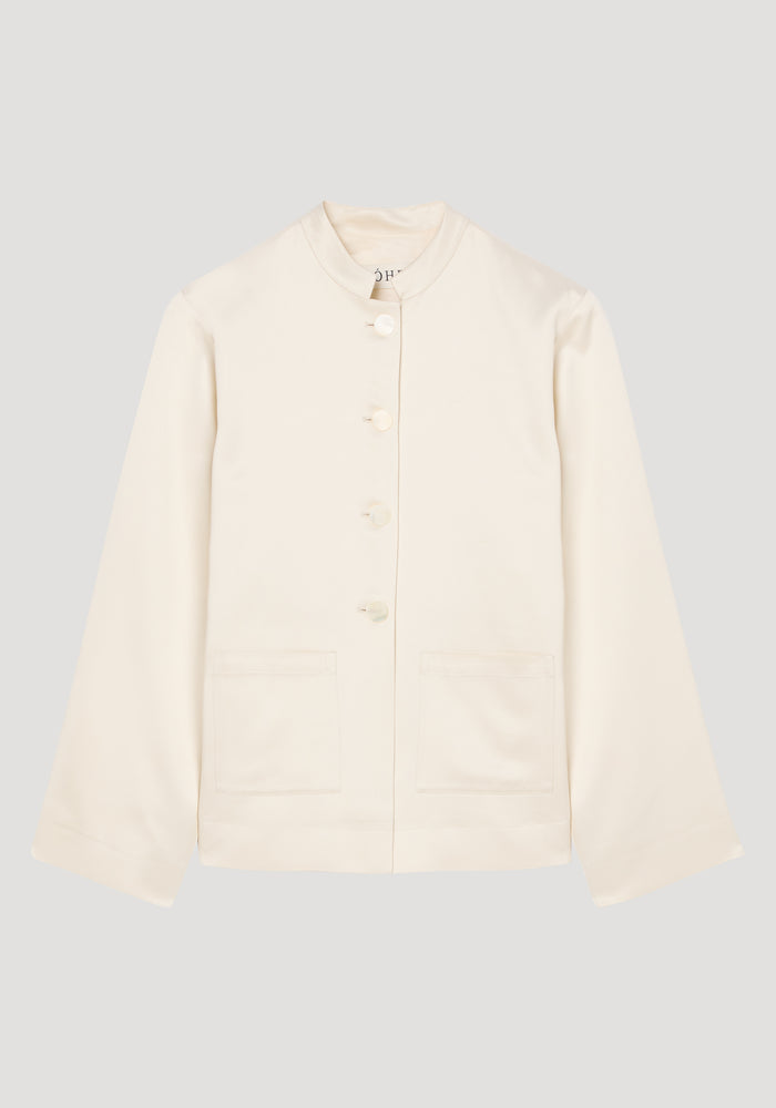 Pearl button satin jacket | cream