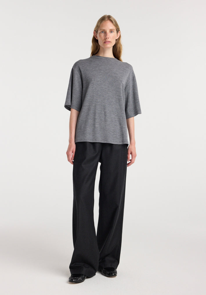Oversized soft merino t-shirt | mid grey melange
