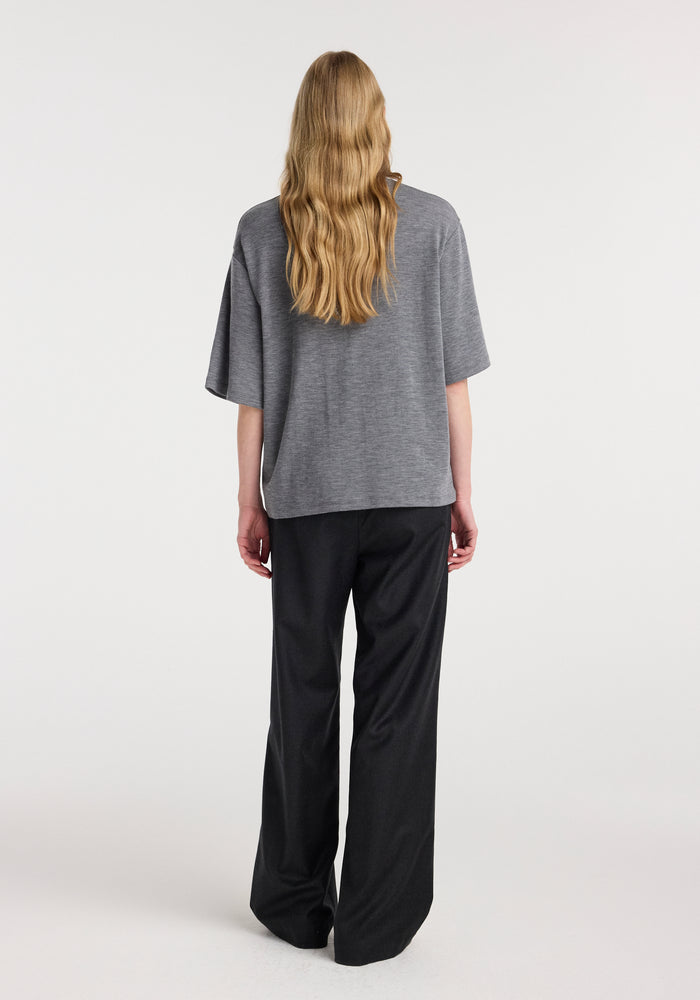 Oversized soft merino t-shirt | mid grey melange