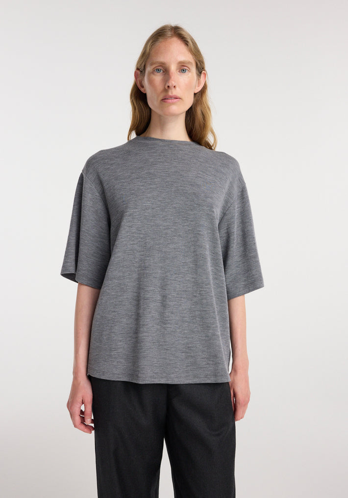 Oversized soft merino t-shirt | mid grey melange