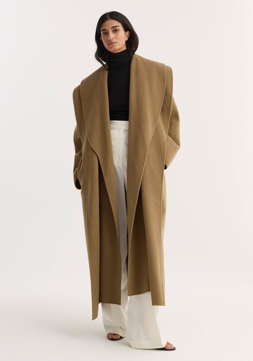 Signature double-faced scarf coat | camel