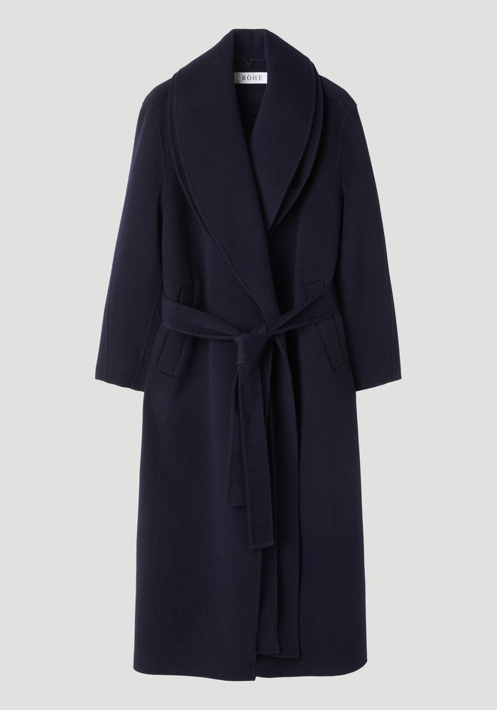 Signature double-faced scarf coat | navy