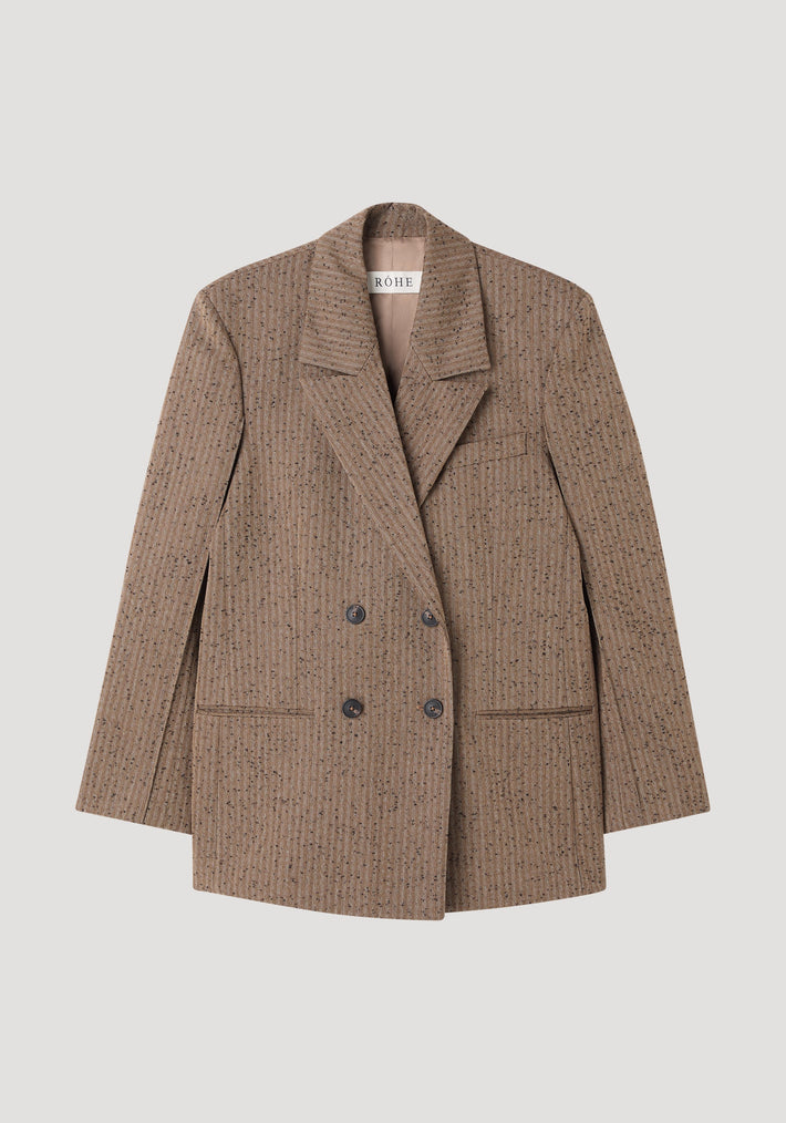 Double breasted blazer | herringbone: Speckled tweed blazer with notch lapels, tailored shoulders, chest and welt pockets, featuring a refined silhouette.