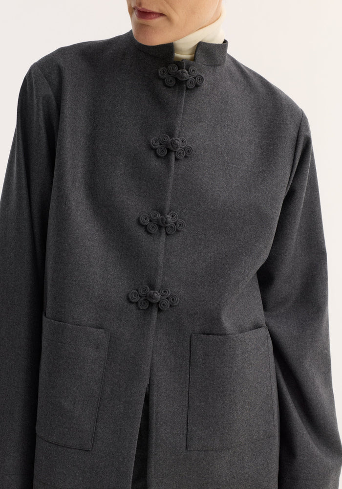 Pankou closure jacket | dark grey melange