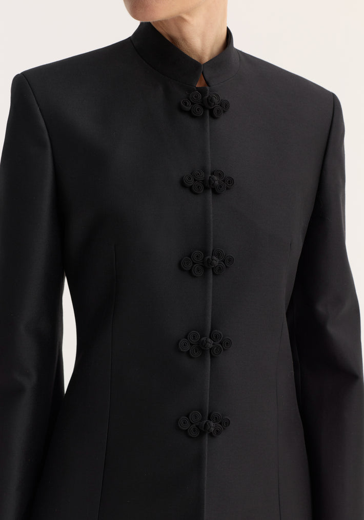 Sculptural pankou closure blazer | black
