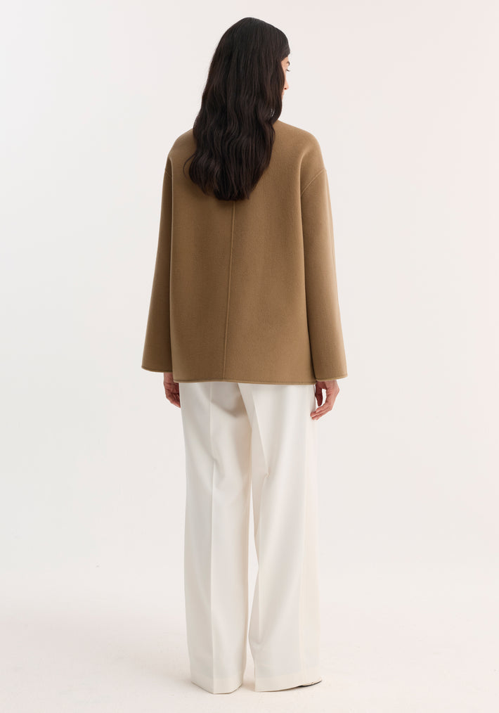 Mandarin double-faced wool jacket | camel