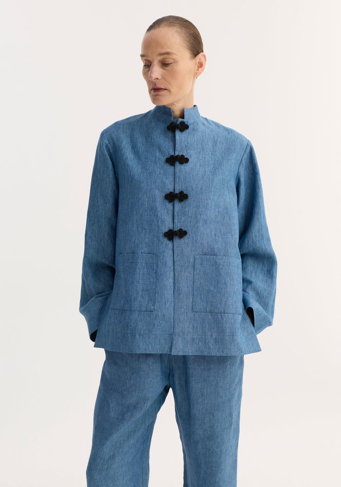 Pankou closure jacket | ocean blue