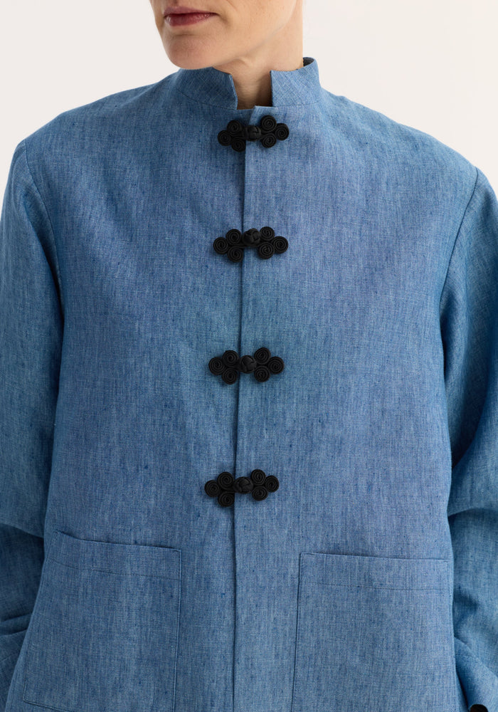 Pankou closure jacket | ocean blue