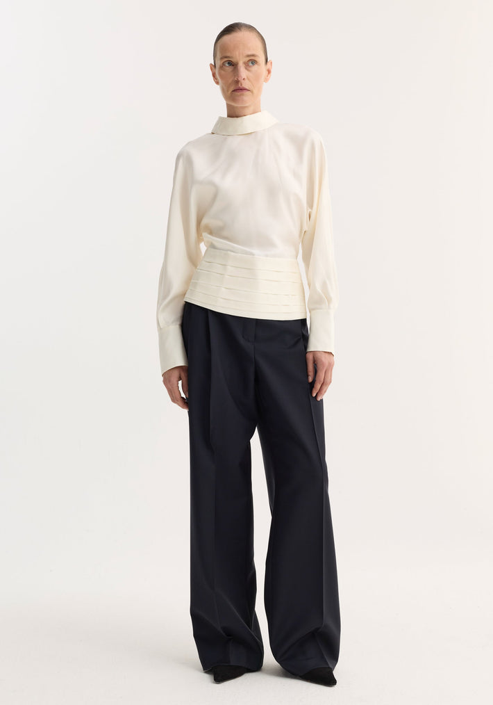 Tuxedo silk top | cream