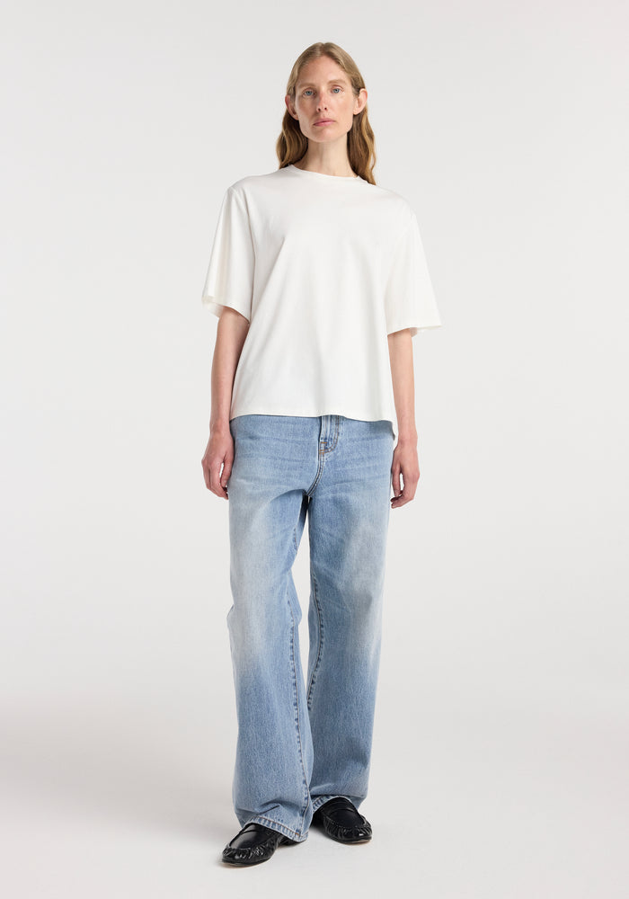 Oversized cotton silk t-shirt | off white