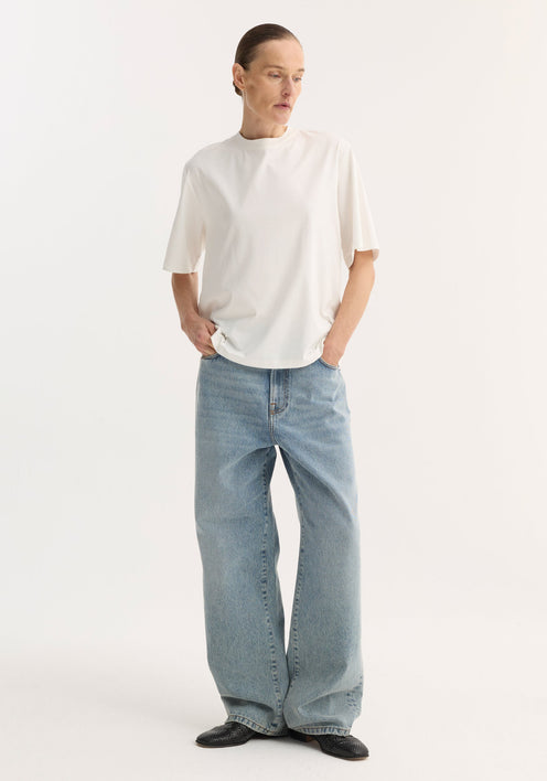 Oversized cotton silk t-shirt | off white