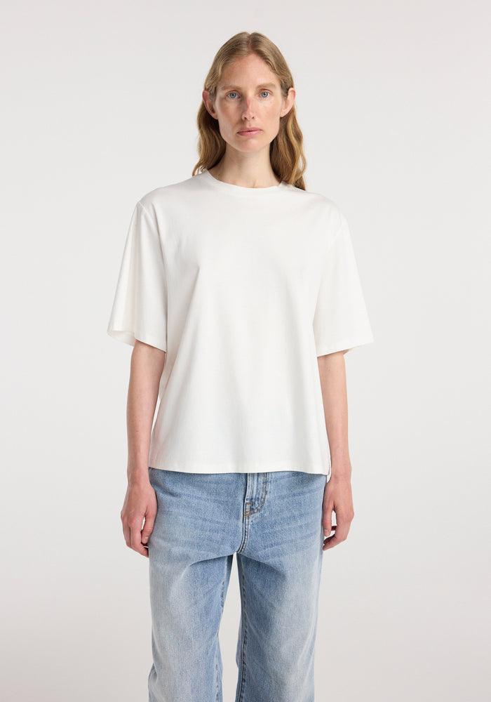 Oversized cotton silk t-shirt | off white