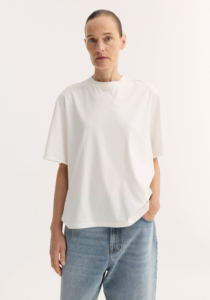 Oversized cotton silk t-shirt | off white