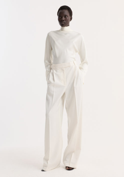 Satin waisted top | cream