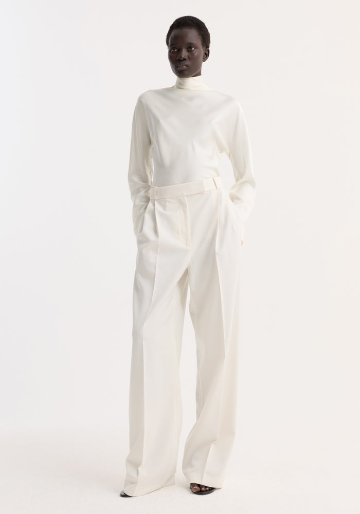 Satin waisted top | cream