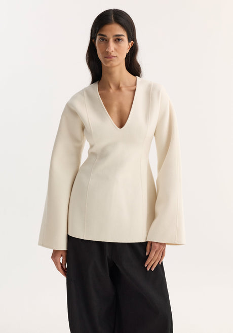Sculptural long sleeve top | off white