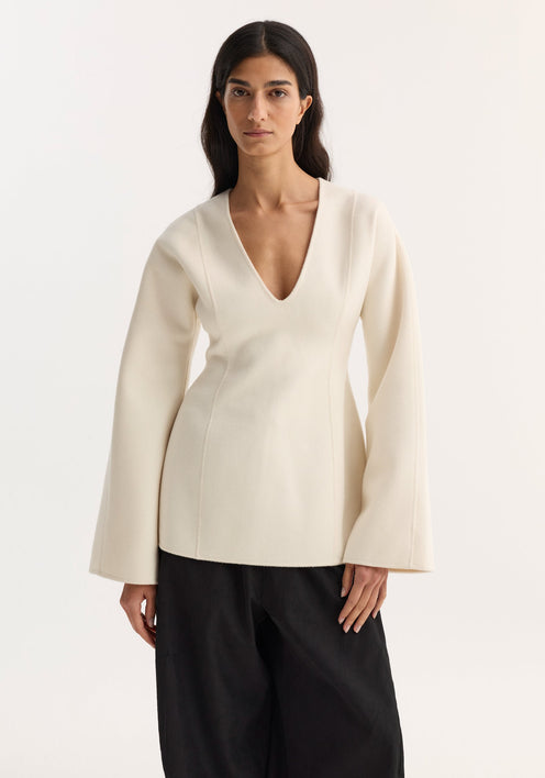 Sculptural long sleeve top | off white