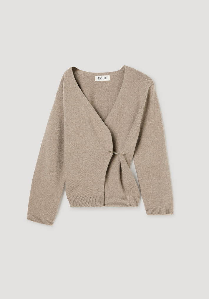Off-shoulder wrap cardigan | light taupe