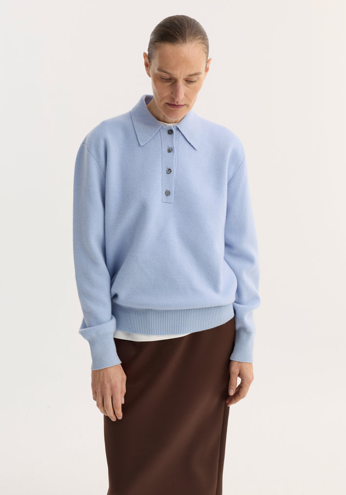 Compact knitted polo | baby blue
