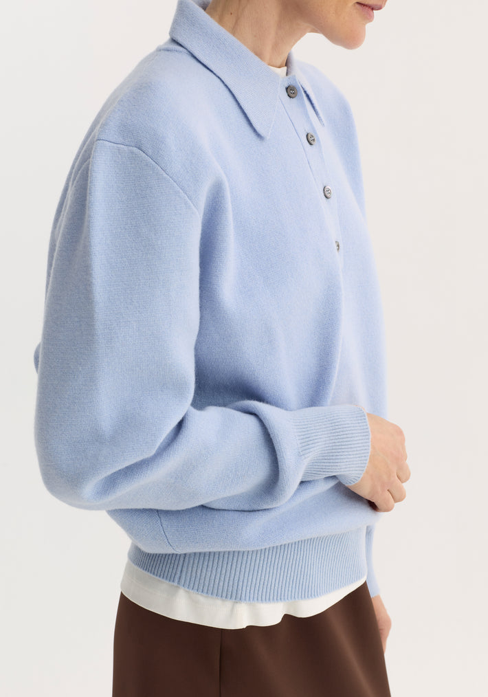 Compact knitted polo | baby blue