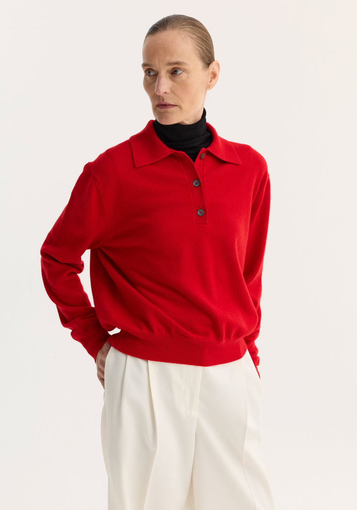 Wool cashmere polo | red