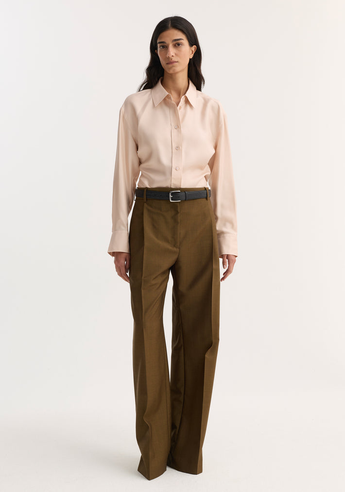 Relaxed straight leg trousers | golden brown