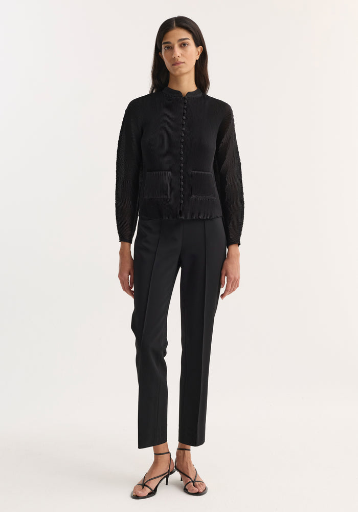 Plissé cardigan | black
