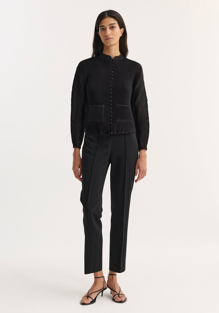 Plissé cardigan | black