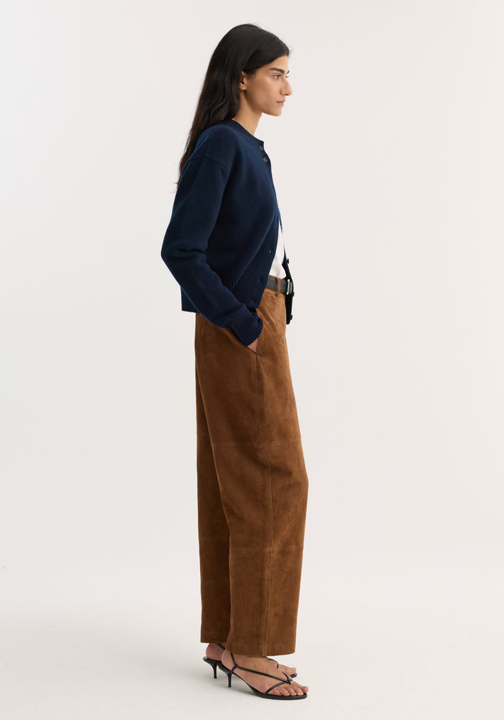 Sculptural suede trousers | tobacco