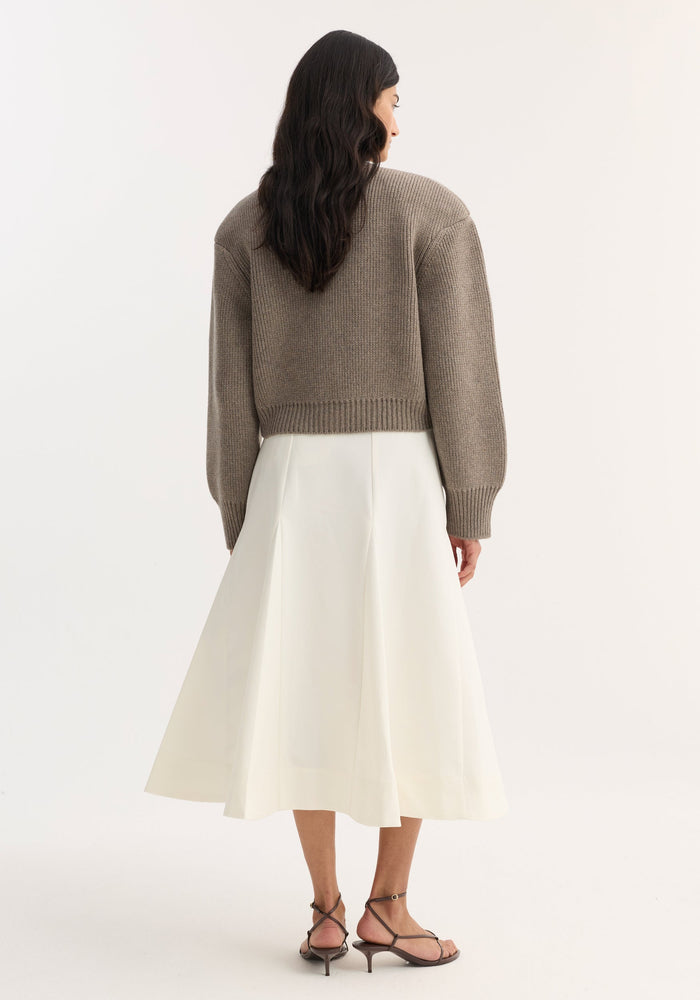 Sculptural cotton skirt | paper white