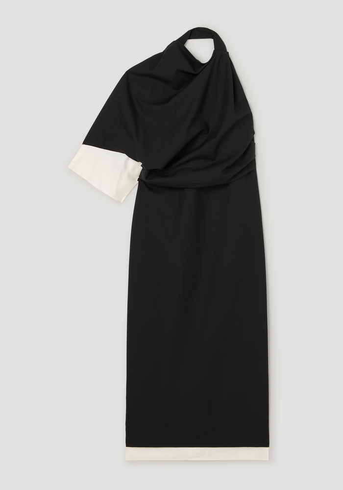 Draped open back dress | black
