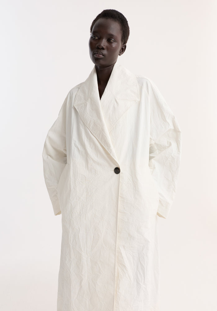 Oversized crushed cotton coat | off white
