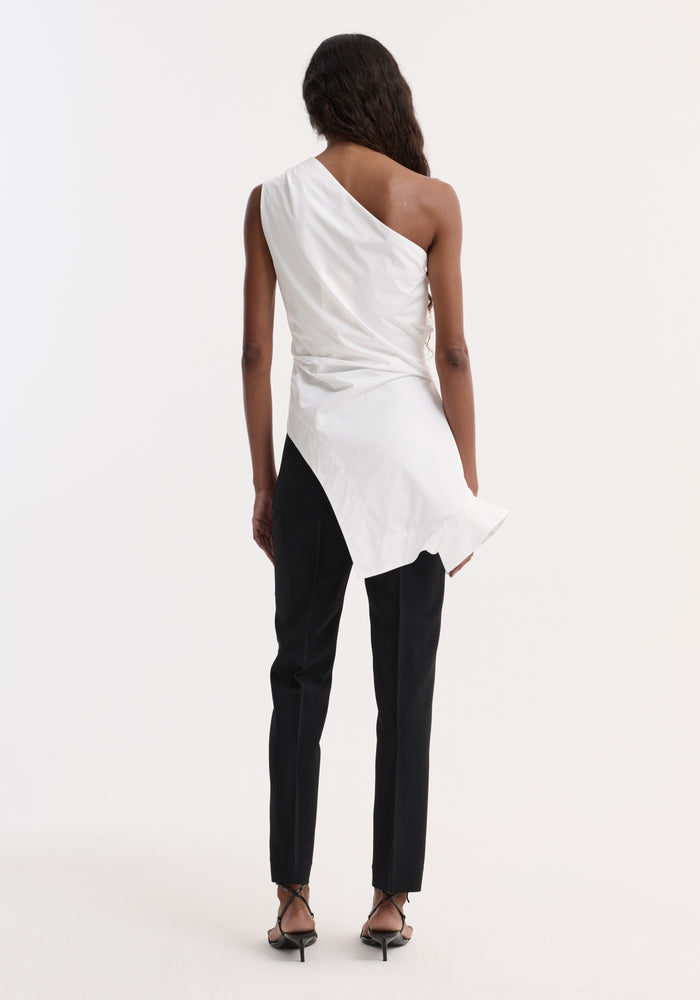 Reimagined one shoulder top | optic white
