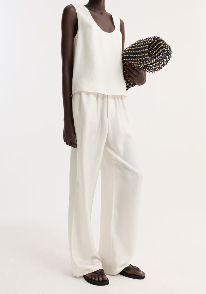 Relaxed silk trousers | cream