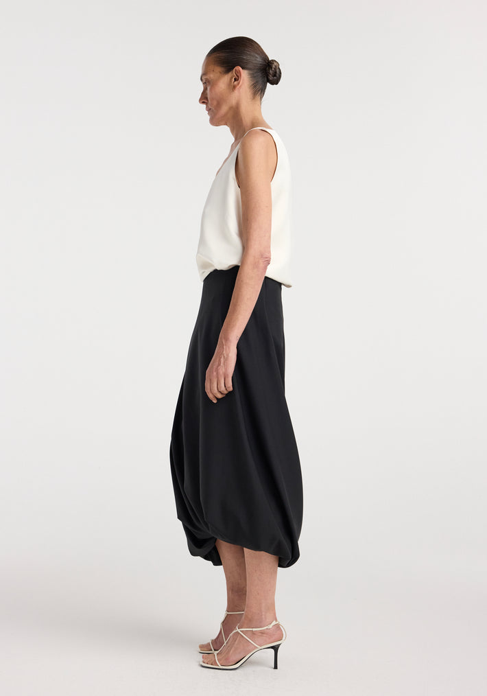 Satin scoop-neck top | ivory