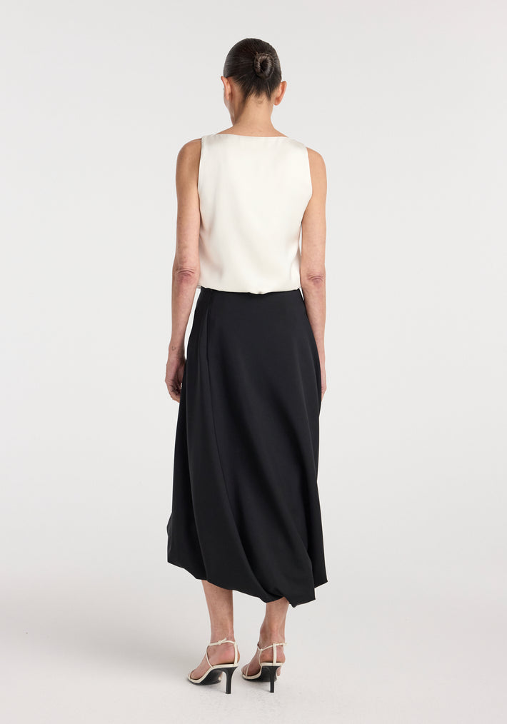 Satin scoop-neck top | ivory