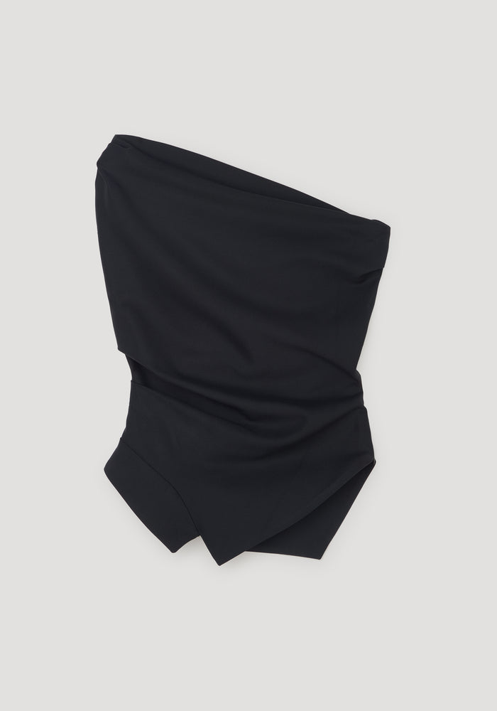 Off shoulder lapel top | black