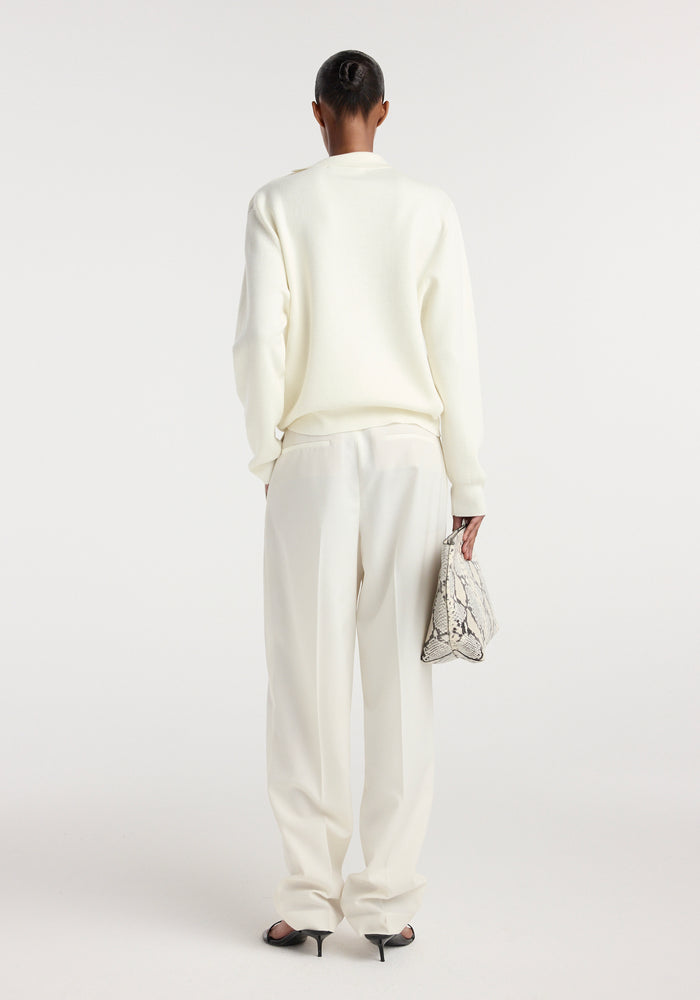 Uneven collar polo | off white