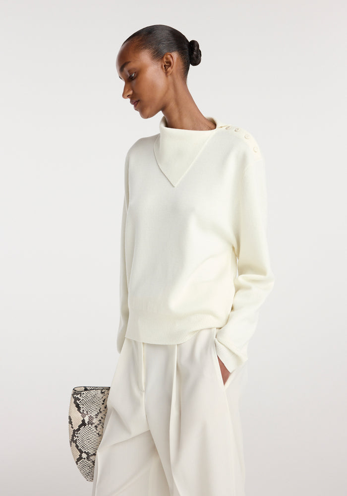 Uneven collar polo | off white