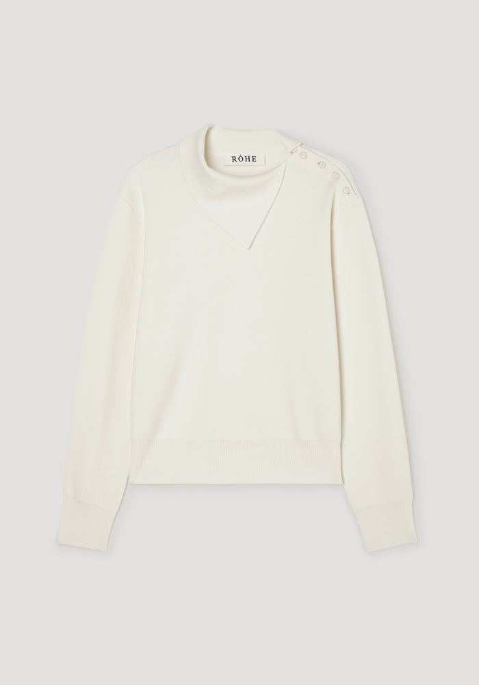 Uneven collar polo | off white