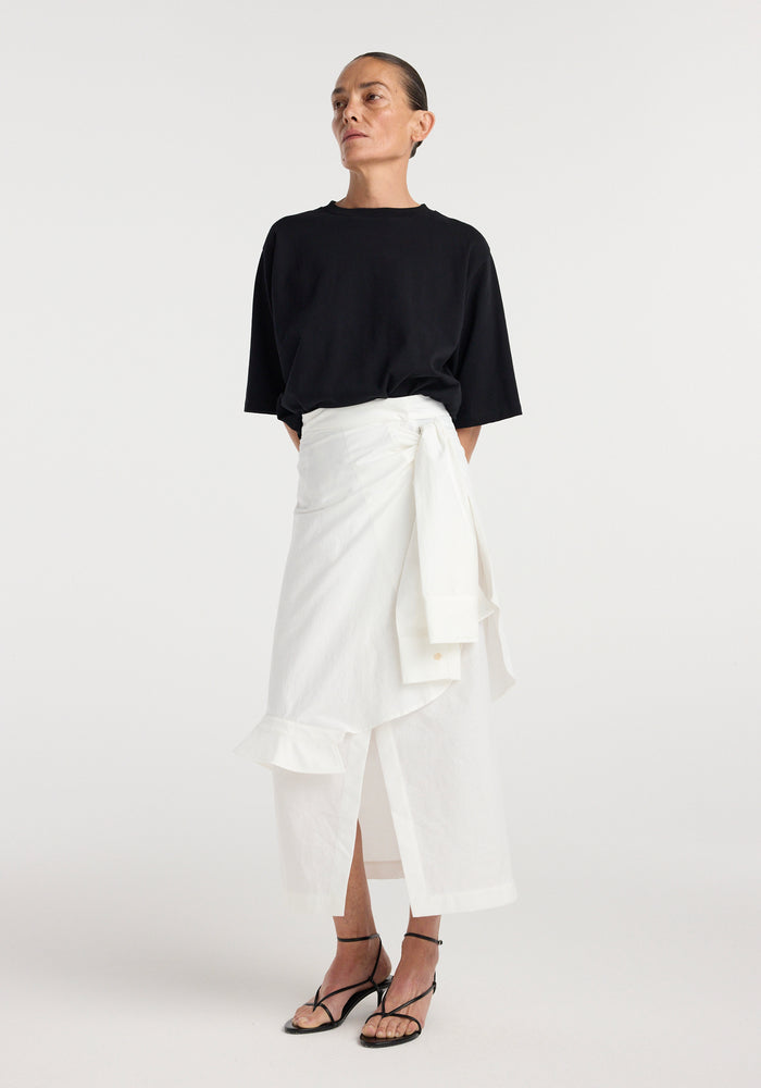 Shirt-wrap detailed skirt | optic white